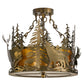 Meyda Lighting Wildlife at Dusk 19" 2-Light Antique Copper Semi-flush Mount Ceiling Light With Amber Mica Shade Glass