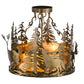 Meyda Lighting Wildlife at Dusk 19" 2-Light Antique Copper Semi-flush Mount Ceiling Light With Amber Mica Shade Glass