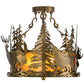 Meyda Lighting Wildlife at Dusk 19" 2-Light Antique Copper Semi-flush Mount Ceiling Light With Amber Mica Shade Glass