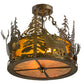 Meyda Lighting Wildlife at Dusk 19" 2-Light Antique Copper Semi-flush Mount Ceiling Light With Amber Mica Shade Glass