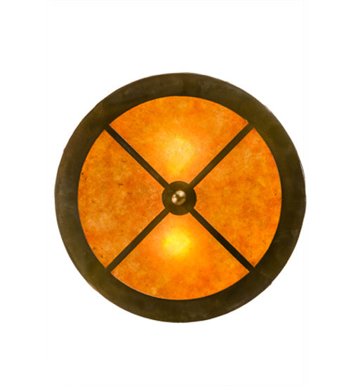 Meyda Lighting Wildlife at Dusk 19" 2-Light Antique Copper Semi-flush Mount Ceiling Light With Amber Mica Shade Glass