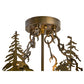Meyda Lighting Wildlife at Dusk 19" 2-Light Antique Copper Semi-flush Mount Ceiling Light With Amber Mica Shade Glass