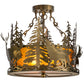 Meyda Lighting Wildlife at Dusk 19" 2-Light Antique Copper Semi-flush Mount Ceiling Light With Amber Mica Shade Glass