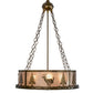 Meyda Lighting Wildlife at Dusk 22" 4-Light Antique Copper Inverted Pendant Light With Silver Mica Shade Glass