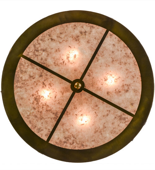 Meyda Lighting Wildlife at Dusk 22" 4-Light Antique Copper Inverted Pendant Light With Silver Mica Shade Glass