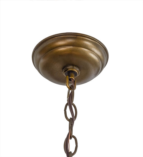 Meyda Lighting Wildlife at Dusk 22" 4-Light Antique Copper Inverted Pendant Light With Silver Mica Shade Glass