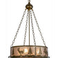Meyda Lighting Wildlife at Dusk 22" 4-Light Antique Copper Inverted Pendant Light With Silver Mica Shade Glass