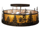 Meyda Lighting Wildlife at Dusk 22" 4-Light Dark Burnished Antique Copper Semi-flush Mount Light With Amber Mica Shade Glass