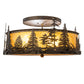 Meyda Lighting Wildlife at Dusk 22" 4-Light Dark Burnished Antique Copper Semi-flush Mount Light With Amber Mica Shade Glass