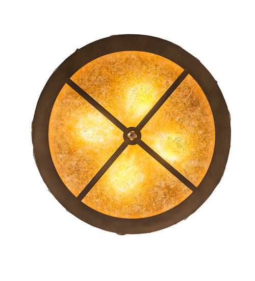 Meyda Lighting Wildlife at Dusk 22" 4-Light Dark Burnished Antique Copper Semi-flush Mount Light With Amber Mica Shade Glass