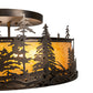 Meyda Lighting Wildlife at Dusk 22" 4-Light Dark Burnished Antique Copper Semi-flush Mount Light With Amber Mica Shade Glass