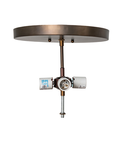 Meyda Lighting Wildlife at Dusk 22" 4-Light Dark Burnished Antique Copper Semi-flush Mount Light With Amber Mica Shade Glass