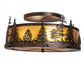 Meyda Lighting Wildlife at Dusk 22" 4-Light Dark Burnished Antique Copper Semi-flush Mount Light With Amber Mica Shade Glass