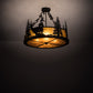 Meyda Lighting Wildlife at Dusk 24" 4-Light Textured Black Semi-flush Mount Light With Amber Mica Shade Glass