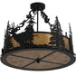 Meyda Lighting Wildlife at Dusk 24" 4-Light Textured Black Semi-flush Mount Light With Amber Mica Shade Glass