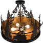 Meyda Lighting Wildlife at Dusk 24" 4-Light Textured Black Semi-flush Mount Light With Amber Mica Shade Glass