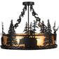 Meyda Lighting Wildlife at Dusk 24" 4-Light Textured Black Semi-flush Mount Light With Amber Mica Shade Glass