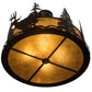 Meyda Lighting Wildlife at Dusk 24" 4-Light Textured Black Semi-flush Mount Light With Amber Mica Shade Glass