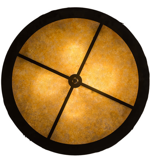 Meyda Lighting Wildlife at Dusk 24" 4-Light Textured Black Semi-flush Mount Light With Amber Mica Shade Glass