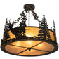 Meyda Lighting Wildlife at Dusk 24" 4-Light Textured Black Semi-flush Mount Light With Amber Mica Shade Glass