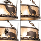Meyda Lighting Wildlife at Dusk 26" 6-Light Mahogany Bronze Inverted Pendant Light With Silver Mica Shade Glass