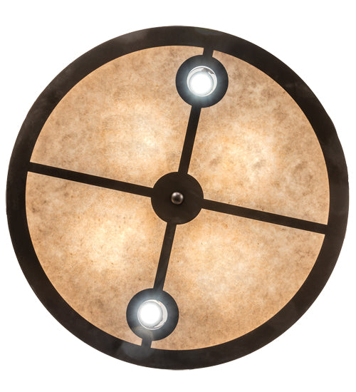 Meyda Lighting Wildlife at Dusk 26" 6-Light Mahogany Bronze Inverted Pendant Light With Silver Mica Shade Glass