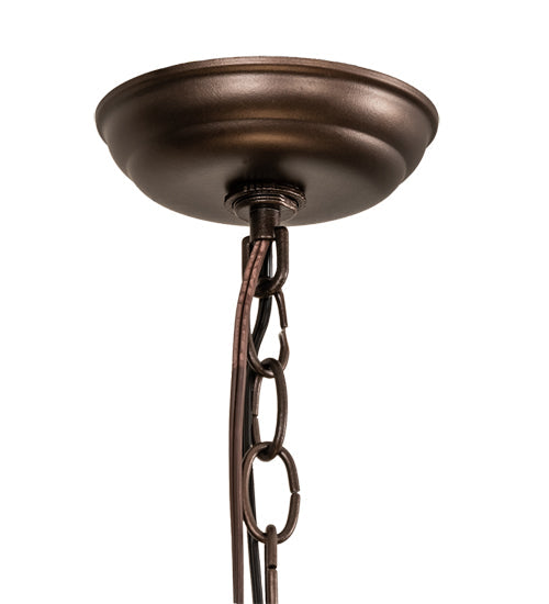 Meyda Lighting Wildlife at Dusk 26" 6-Light Mahogany Bronze Inverted Pendant Light With Silver Mica Shade Glass