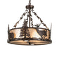 Meyda Lighting Wildlife at Dusk 26" 6-Light Mahogany Bronze Inverted Pendant Light With Silver Mica Shade Glass