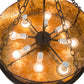 Meyda Lighting Wildlife at Dusk 26" 8-Light Textured Black Inverted Pendant Light With Amber Mica Shade Glass