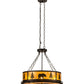 Meyda Lighting Wildlife at Dusk 26" 8-Light Textured Black Inverted Pendant Light With Amber Mica Shade Glass
