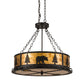 Meyda Lighting Wildlife at Dusk 26" 8-Light Textured Black Inverted Pendant Light With Amber Mica Shade Glass