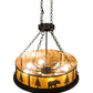 Meyda Lighting Wildlife at Dusk 26" 8-Light Textured Black Inverted Pendant Light With Amber Mica Shade Glass