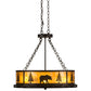 Meyda Lighting Wildlife at Dusk 26" 8-Light Textured Black Inverted Pendant Light With Amber Mica Shade Glass
