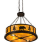 Meyda Lighting Wildlife at Dusk 26" 8-Light Textured Black Inverted Pendant Light With Amber Mica Shade Glass