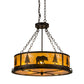 Meyda Lighting Wildlife at Dusk 26" 8-Light Textured Black Inverted Pendant Light With Amber Mica Shade Glass