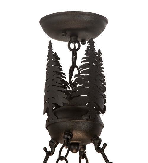 Meyda Lighting Wildlife at Dusk 30" 4-Light Textured Black Pendant Light With Ambra Siena Idalight Shade