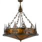 Meyda Lighting Wildlife at Dusk 34" 4-Light Antique Copper Inverted Pendant Light With Amber Mica Shade Glass