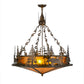 Meyda Lighting Wildlife at Dusk 34" 4-Light Antique Copper Inverted Pendant Light With Amber Mica Shade Glass