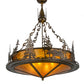 Meyda Lighting Wildlife at Dusk 34" 4-Light Antique Copper Inverted Pendant Light With Amber Mica Shade Glass
