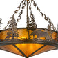 Meyda Lighting Wildlife at Dusk 34" 4-Light Antique Copper Inverted Pendant Light With Amber Mica Shade Glass