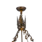 Meyda Lighting Wildlife at Dusk 34" 4-Light Antique Copper Inverted Pendant Light With Amber Mica Shade Glass