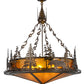Meyda Lighting Wildlife at Dusk 34" 4-Light Antique Copper Inverted Pendant Light With Amber Mica Shade Glass