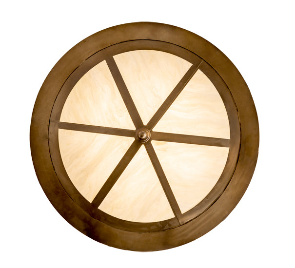 Meyda Lighting Wildlife at Dusk 34" 4-Light Antique Copper Inverted Pendant Light With Creme Carrara Idalight Shade