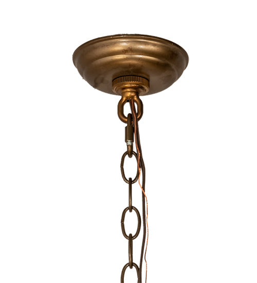 Meyda Lighting Wildlife at Dusk 34" 4-Light Antique Copper Inverted Pendant Light With Creme Carrara Idalight Shade