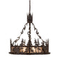 Meyda Lighting Wildlife at Dusk 34" 4-Light Cafe Noir Inverted Pendant Light With Silver Mica Shade Glass