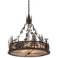 Meyda Lighting Wildlife at Dusk 34" 4-Light Cafe Noir Inverted Pendant Light With Silver Mica Shade Glass