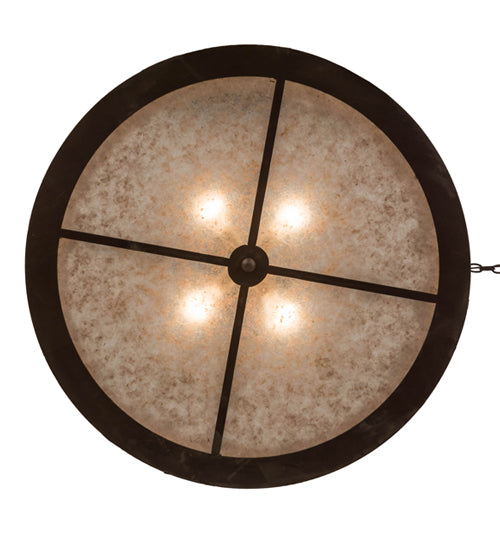 Meyda Lighting Wildlife at Dusk 34" 4-Light Cafe Noir Inverted Pendant Light With Silver Mica Shade Glass
