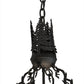 Meyda Lighting Wildlife at Dusk 34" 4-Light Textured Black Inverted Pendant Light With Amber Mica Shade Glass