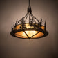 Meyda Lighting Wildlife at Dusk 34" 4-Light Textured Black Inverted Pendant Light With Amber Mica Shade Glass