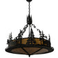 Meyda Lighting Wildlife at Dusk 34" 4-Light Textured Black Inverted Pendant Light With Amber Mica Shade Glass